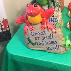 Ceramic handmade Stone with Frog